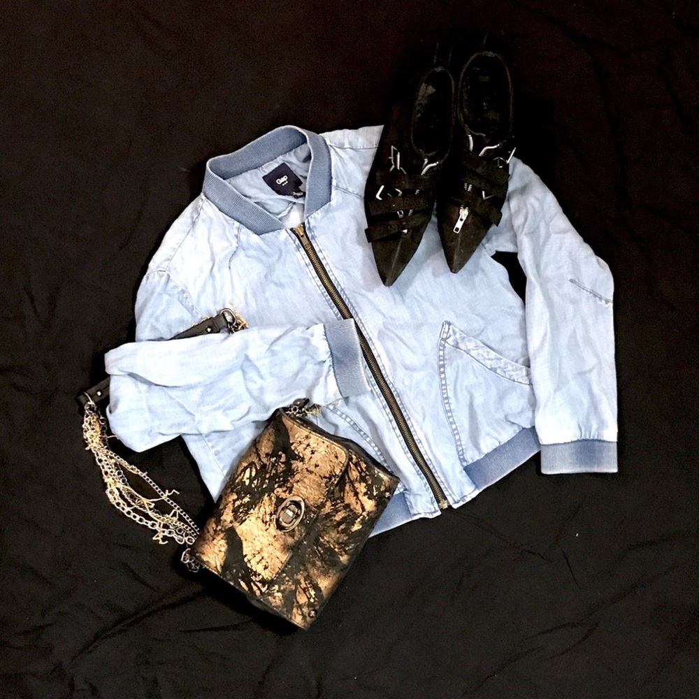 Lightweight gap denim bomber jacket